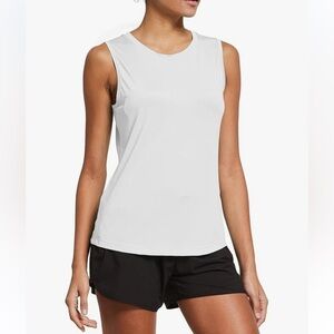 Baleaf Women's Workout Tank Top Sz XS Sleeveless Running Shirts White&Grey